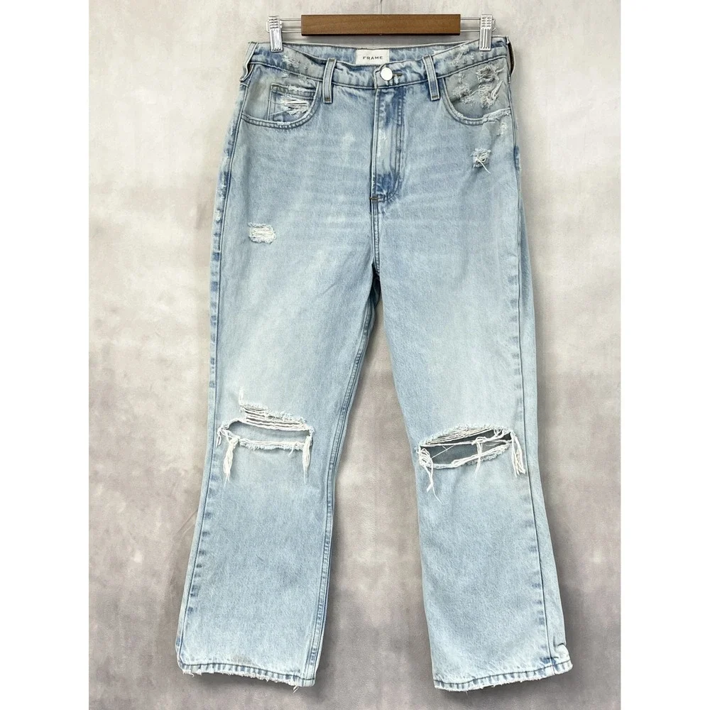 FRAME Le High N Tight Crop Mini Boot Jeans Womens 28 Distressed Grunge Indie